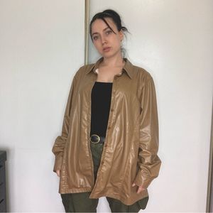 This shiny camel blazer jacket!